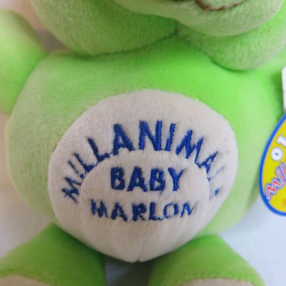 Commonwealth Y2K*NWT* MILLANIMALS Baby Marlon Teddy Bear 10" Green 01-01-00 Toy - Picture 3 of 7